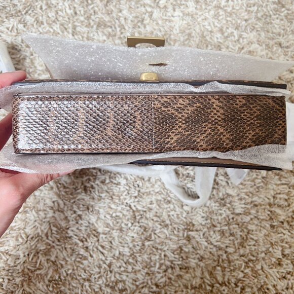 Coach Hutton Shoulder Bag In Blocked Signature Canvas With Snakeskin Detail - Picture 9 of 13